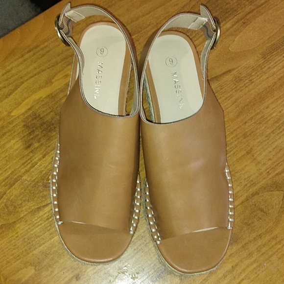 🤎 NWOT Wedge Sandals 🧡 Massini Maria Open Toe - Picture 2 of 7